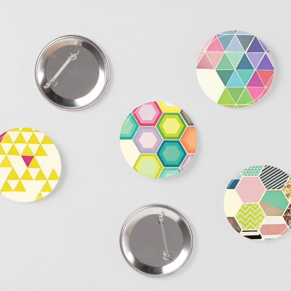 Geometric Badges, Stocking Stuffer, Small Gifts - Geo Set