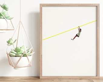 Child Portrait Minimalist Art Print - Zip Wire