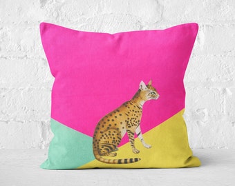 Leopard Cushion, Hot Pink Throw Pillow - Big Cat