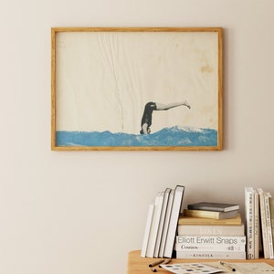 Diving Portrait Art Print, Ocean Wall Art, Mountain Decor - Plunge