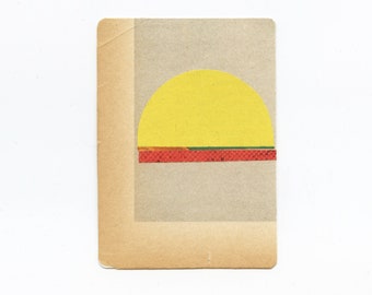 Abstract Sun Art, Minimalist ACEO Artwork in Yellow and Red - 71