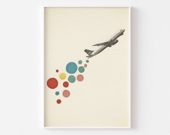 Retro Aeroplane Art Print - Leaving on a Jet Plane