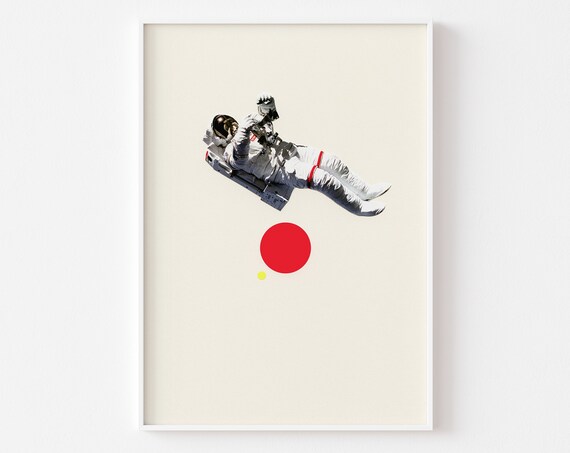 Astronaut Art Print - Float (Red)