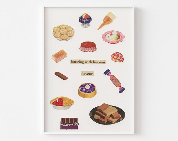 Food Art Print, Kitchen Wall Decor, Dessert Art - Sweet Treats