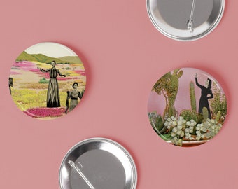 Cactus Pins, Button Badge Set, Best Friend Gift - Cactus Ladies