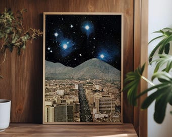 Space Art, Retro Futuristic Sci Fi Planet Print - Space City
