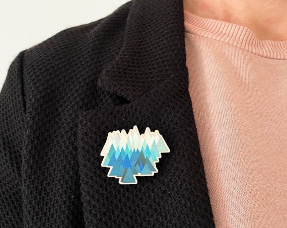 Wood Mountain Pin, Abstract Badge - Cold Mountain
