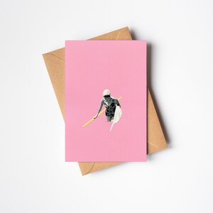 Tarjeta de verano, tarjeta para mujer, tarjeta de felicitación vintage en blanco: baño nocturno
