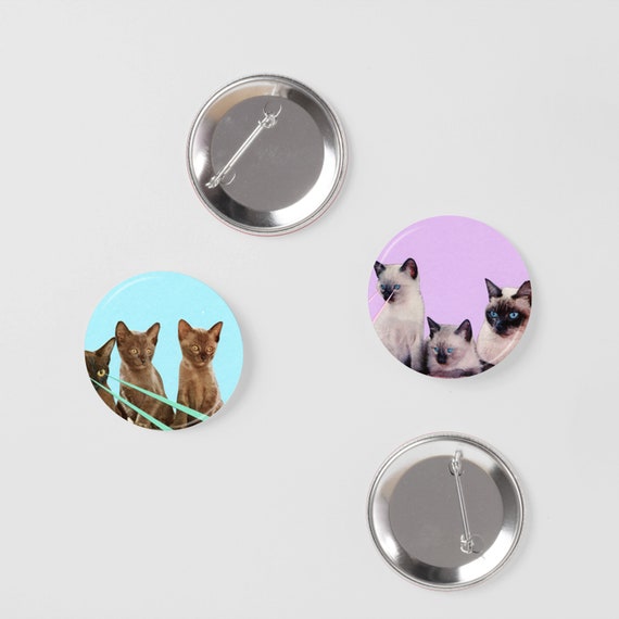 Set of 8 pin back buttons badges pins featuring cute Kittens! Cats! Kitties! Kittens!