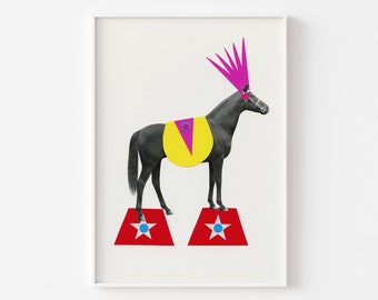 Circus Print, Horse Art - The Fantastic Animal Circus. Part 1