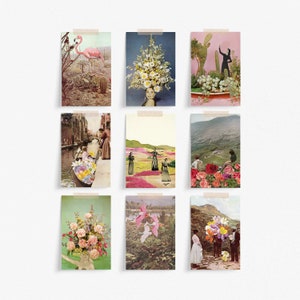 Arte massimalista, set di cartoline da 9, arte accessibile, stampe estetiche, cancelleria moderna, idee regalo