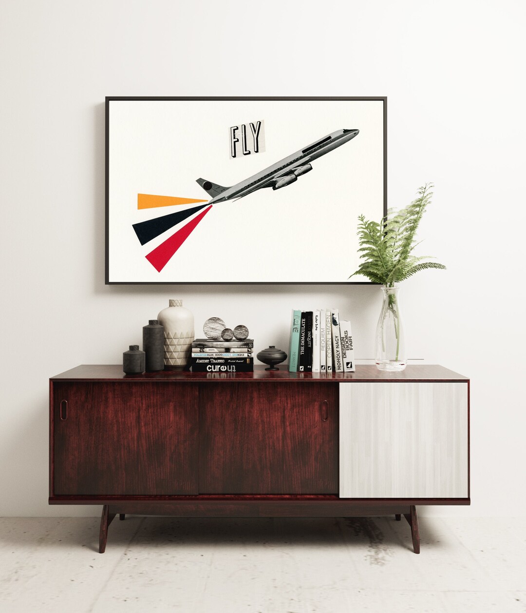 Retro Aeroplane Print, Mid Century Travel Poster, Plane Wall Art