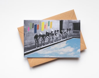 Swimming Pool Greetings Card - Sky Dive