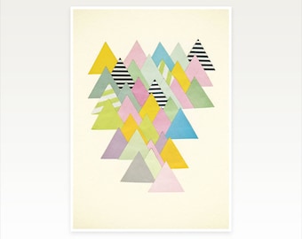 A4 Mountain Print, French Alps Wall Art, Abstract Landscape Print, Clearance Sale - French Alps