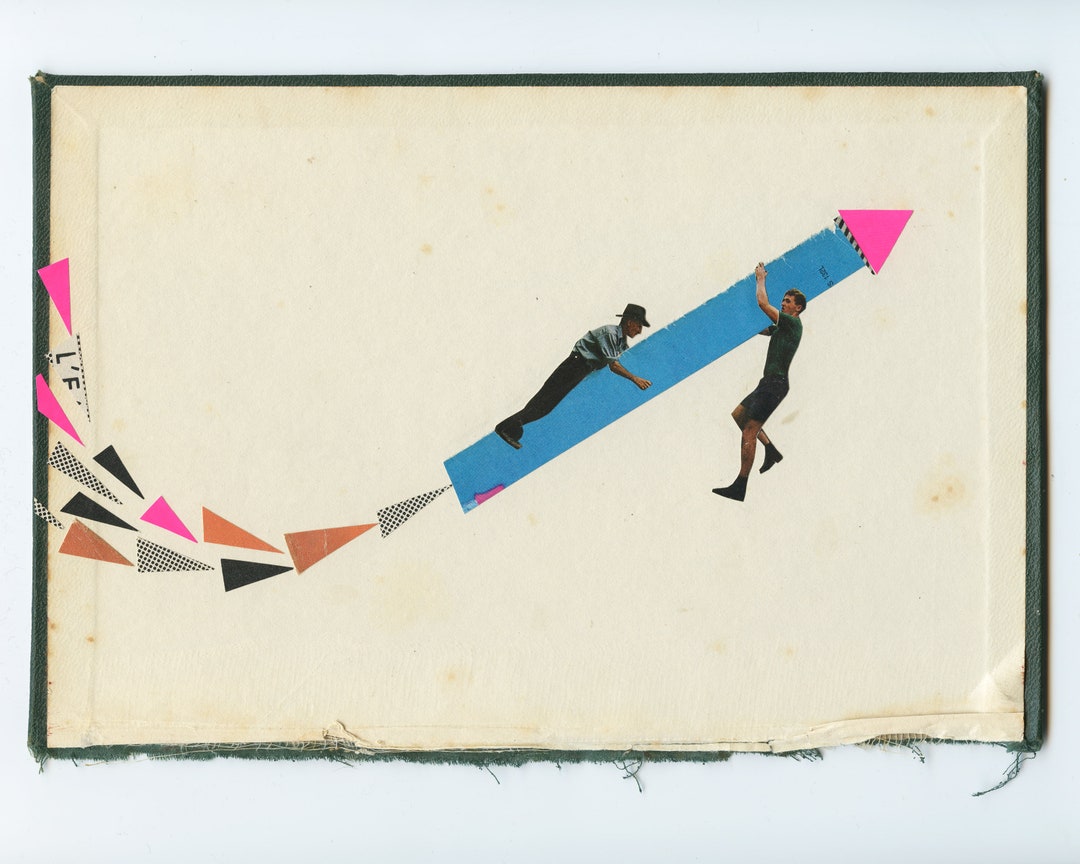 Rocket Collage Examples Original Rocket Collage Art on Book Cover - Unexpected Journey - Etsy