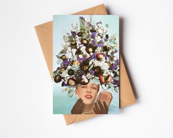 Flower Card for Girlfriend, Birthday Card for Her - Floral Fashions III