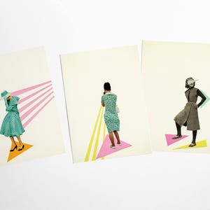 Cartes postales portrait avec enveloppes, art abordable, papeterie moderne, idées cadeaux - Femmes modernes