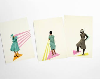 Cartes postales portrait avec enveloppes, art abordable, papeterie moderne, idées cadeaux - Femmes modernes