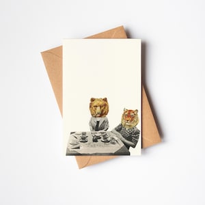 Carte d'anniversaire animal drôle - Tea Party
