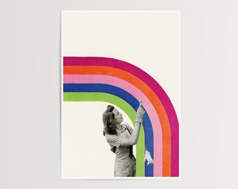 LGBTQ Art Print, Vintage Female Portrait, A3 Sale Print - Paint a Rainbow
