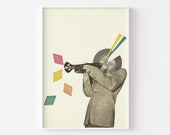 Jazz Poster, Music Gift, Surreal Art - Blue Note