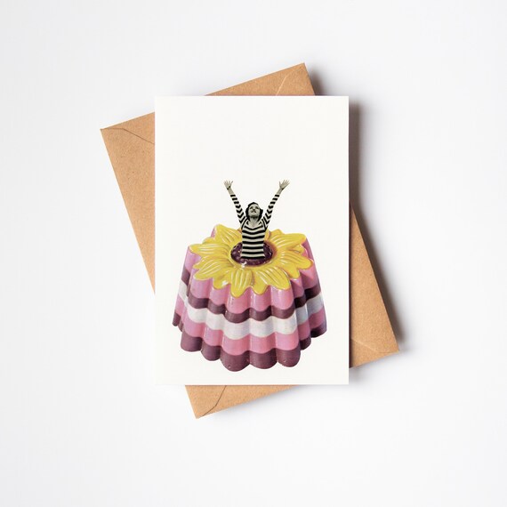 Food Greeting Card, Funny Birthday Card - Blancmange Surprise