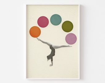 Gymnastics Print, Circus Art, Sports Art, Female Portrait - Gymnastics