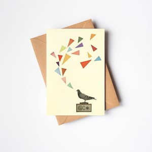 Tarjeta de felicitación de pájaro, tarjeta de cumpleaños para niños, tarjeta de música - Pigeon Radio