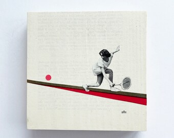 Vintage Sport Art, Wood Wall Decor - Tennis