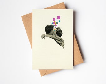 Valentines Day Card, Wedding Card, Anniversary - First Kiss