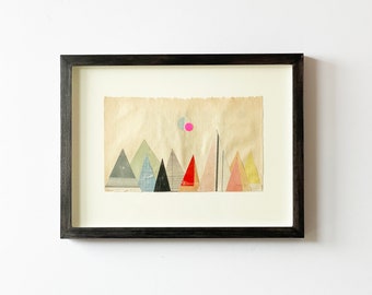 Framed Original Collage - Paper Mountains 2