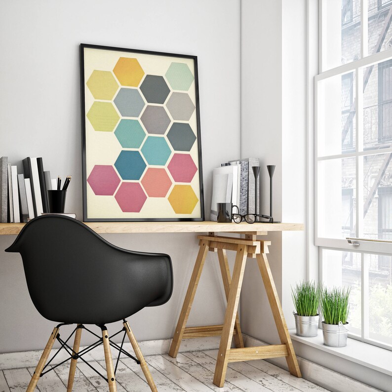 Wall Art Geometric Decor Colorful wall Art Etsy