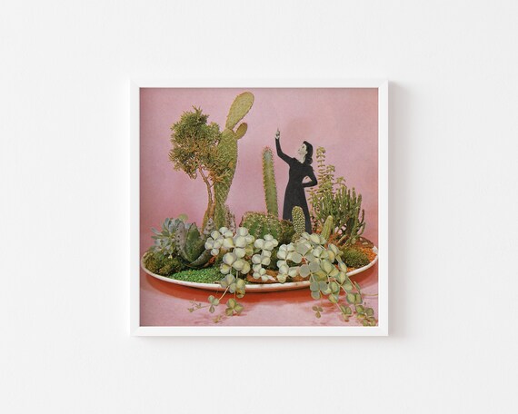 Cactus Print, Surreal Wall Art, Portrait, Pink Wall Art - The Wonders of Cactus Island