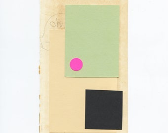 Original Abstract Collage Art in Mint Green and Black - Patchwork II