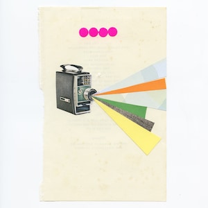 Collage di carta originale. Arte della fotocamera sulla pagina del libro vintage - Tempo