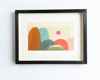 Framed Original Collage - Paper Mountains 6