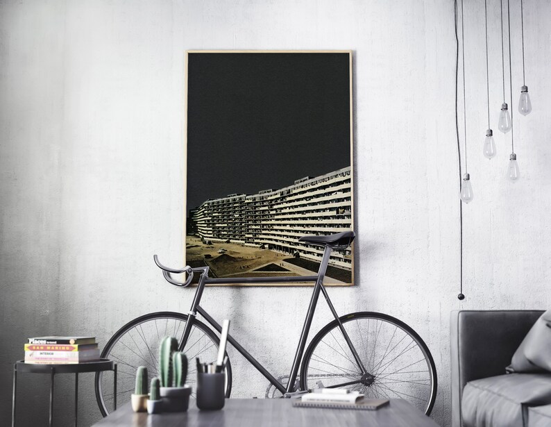 Dark Wall Art Architecture Print Modernist Art Mid Century Etsy