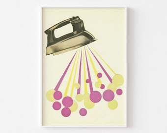 Laundry Room Art, Pop Art Poster, Mid Century Modern - Steamy