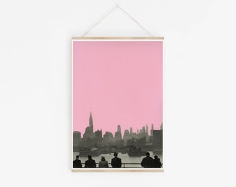 A4 New York Print, Pink Wall Art, City Prints, Clearance Sale - New York Nights