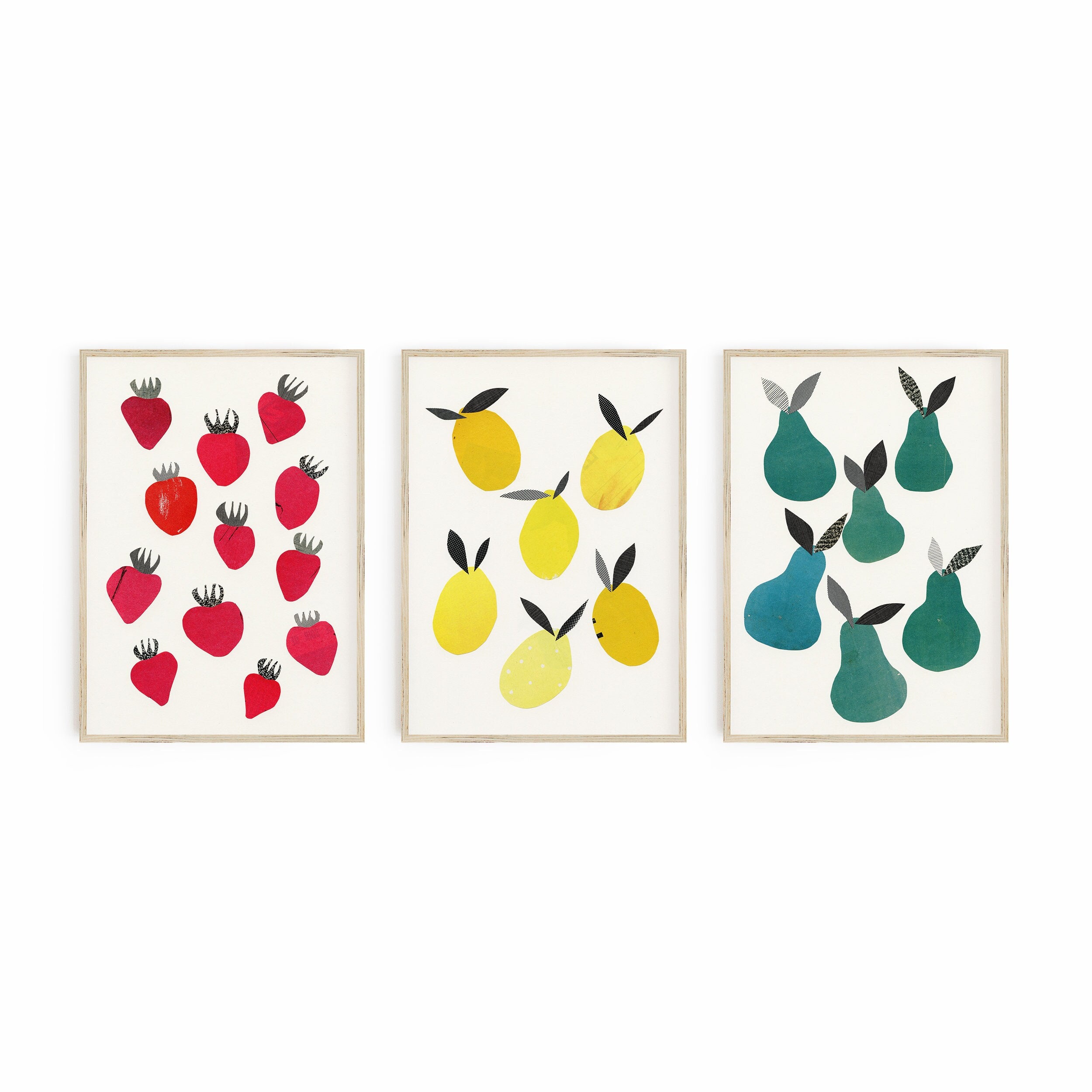 Fruit Print Set of 3 Kitchen Decor Mid Century Wall