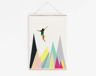 A5 Mountain Print, Abstract Landscape Art, CLEARANCE SALE - Mountain Jump