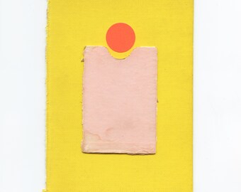 Original Assemblage Collage Art on Book Cover - Pocket