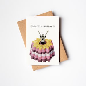 Carte de joyeux anniversaire, carte de voeux de nourriture - Blancmange