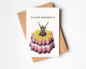 Happy Birthday Card, Food Greeting Card - Blancmange