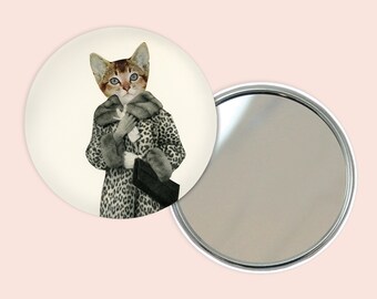 Miroir de poche pour chat 76 mm / 3 pouces - Chaton déguisé en chat