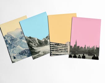 Postcard Set, Modern Stationery, Stocking Stuffer, Gift Ideas - Coloured Skies