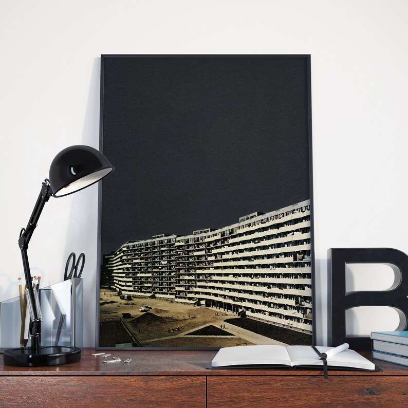Dark Wall Art Architecture Print Modernist Art Mid Century Etsy