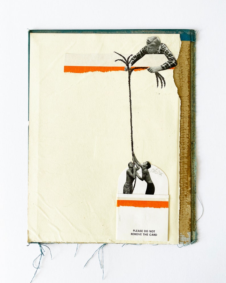 Original Collage on Vintage Book Cover, Paper Anniversary Gift Sinkhole image 2
