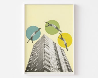 City Art, 50s Retro Decor, Architecture Print - High Flyers