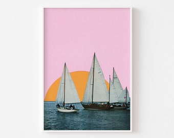 Boat Print, Nautical Wall Art, Gift for Boat Lover - Into the Sunset